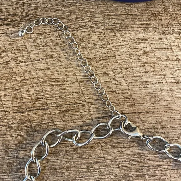 Necklace Statement Layer Bohemian Bead DiscBlue & Silver - Picture 4 of 6